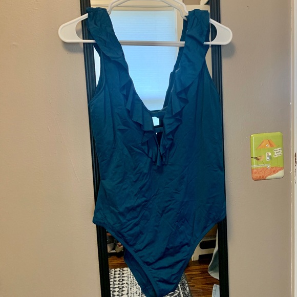 Blue One Peice Ruffle Swim - Picture 2 of 5